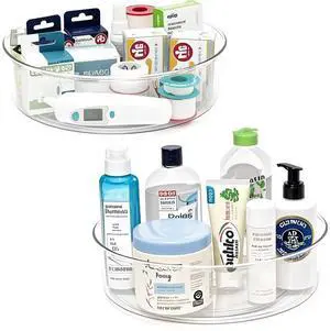 2 Pack Lazy Susan 11.5" Inch Turntable Organizer Organization Storage Container Bins Spice Rack Cabinet Rotating Condiment for Pantry Countertop Kitchen Vanity Bathroom Jewelry Holder Clear 2 Pack Lazy Susan 11.5" Inch Turntable Organizer Organization Storage Container Bins Spice Rack Cabinet Rotating Condiment for Pantry Countertop Kitchen Vanity Bathroom Jewelry Holder Clear