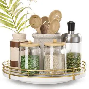 9" Wooden Lazy Susan Turntable for Cabinet Rotating Spice Rack Organizer, Small Kitchen Countertop Tray for Dining Table & Pantry Storage 9" Wooden Lazy Susan Turntable for Cabinet Rotating Spice Rack Organizer, Small Kitchen Countertop Tray for Dining Table & Pantry Storage