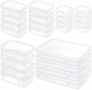 24-Piece Multi-Size Plastic Storage Containers with Lids, Small Craft Organizers for Beads, Diamond Art,Small Parts,Jewelry and Hardware, Stackable Hinged Box Set (Clear) 24-Piece Multi-Size Plastic Storage Containers with Lids, Small Craft Organizers for Beads, Diamond Art,Small Parts,Jewelry and Hardware, Stackable Hinged Box Set (Clear)