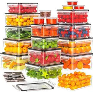 40 PCS Food Storage Containers with Lids Airtight (20 Containers & 20 Lids) - Plastic Food Containers for Kitchen Storage Reusable BPA-Free Leakproof Meal Prep Container with Labels & Pen 40 PCS Food Storage Containers with Lids Airtight (20 Containers & 20 Lids) - Plastic Food Containers for Kitchen Storage Reusable BPA-Free Leakproof Meal Prep Container with Labels & Pen