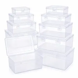 10-Pack Clear Plastic Storage Box Set, Multi-Size Stackable Hinged Storage Box with Latches, 5 Nested Sizes of Storage Containers for Nail Supplies,Jewelry Beads,Fishing Tackle,Hardware 10-Pack Clear Plastic Storage Box Set, Multi-Size Stackable Hinged Storage Box with Latches, 5 Nested Sizes of Storage Containers for Nail Supplies,Jewelry Beads,Fishing Tackle,Hardware