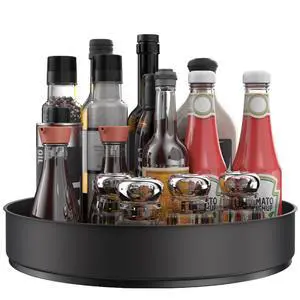 Lazy Susan Stainless Steel Black Spice Rack Turntable for Pantry Cabinet - Decorative Trays Storage Containers Organizer for Kitchen Cabinet, Snacks, Bathroom (10 inches) Lazy Susan Stainless Steel Black Spice Rack Turntable for Pantry Cabinet - Decorative Trays Storage Containers Organizer for Kitchen Cabinet, Snacks, Bathroom (10 inches)