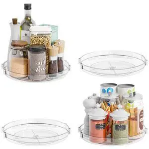 4 Pack Rotating Small Lazy Susan Turntable Organizer for Cabinet,9.5 Inch Clear Acrylic Spice Rack,Turn Table Organizers for Refrigerator,Kitchen,Pantry and Vanity Makeup,Bathroom Countertop Organizer 4 Pack Rotating Small Lazy Susan Turntable Organizer for Cabinet,9.5 Inch Clear Acrylic Spice Rack,Turn Table Organizers for Refrigerator,Kitchen,Pantry and Vanity Makeup,Bathroom Countertop Organizer