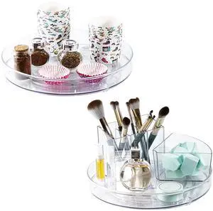 2 Pack Lazy Susan 9.25" Inch Turntable Organizer Pantry Organization and Storage Container Bins Spice Rack Cabinet Rotating Condiment for Pantry Kitchen Vanity Bathroom Jewelry Holder Clear 2 Pack Lazy Susan 9.25" Inch Turntable Organizer Pantry Organization and Storage Container Bins Spice Rack Cabinet Rotating Condiment for Pantry Kitchen Vanity Bathroom Jewelry Holder Clear