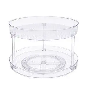 2 Tier Lazy Susan Turntable Organizer for Condiments, 12" Diameter, Clear 2 Tier Lazy Susan Turntable Organizer for Condiments, 12" Diameter, Clear