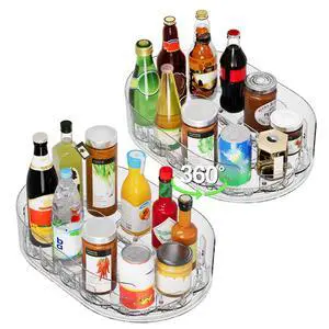 360° Rotating Lazy Susan for Refrigerator, 13.5''x8.5'' Clear Lazy Susan Turntable for Refrigerator Organizers and Storage, Kitchen, Table Top, Cabinet, Pantry, Countertop 360° Rotating Lazy Susan for Refrigerator, 13.5''x8.5'' Clear Lazy Susan Turntable for Refrigerator Organizers and Storage, Kitchen, Table Top, Cabinet, Pantry, Countertop