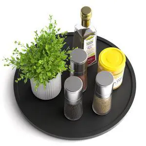 Lazy Susan Organizer 12 Inch Non-Skid Bamboo Lazy Susan for Kitchen Rotating Spice Rack for Kitchen Cabinet, Wood Turntable for Kitchen Countertop Organizer Black Lazy Susan Organizer 12 Inch Non-Skid Bamboo Lazy Susan for Kitchen Rotating Spice Rack for Kitchen Cabinet, Wood Turntable for Kitchen Countertop Organizer Black