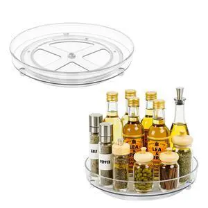 Maximize Space with 2 Pack 9 Inch Clear Acrylic Lazy Susan - Non-Skid Turntable Organizer for Kitchen, Cabinet, Pantry, Fridge & Makeup Storage Maximize Space with 2 Pack 9 Inch Clear Acrylic Lazy Susan - Non-Skid Turntable Organizer for Kitchen, Cabinet, Pantry, Fridge & Makeup Storage
