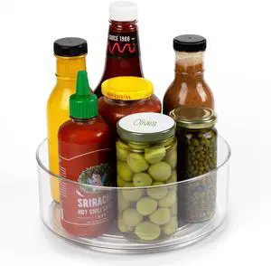 Compact Lazy Susan Organizer, Fridge or Cabinet Turntable Shelf Storage for Kitchen and Pantry Items, Great for Spices or Condiments, Clear and Sturdy with Full Spin, 9 x 9 x 3.4 inches Compact Lazy Susan Organizer, Fridge or Cabinet Turntable Shelf Storage for Kitchen and Pantry Items, Great for Spices or Condiments, Clear and Sturdy with Full Spin, 9 x 9 x 3.4 inches