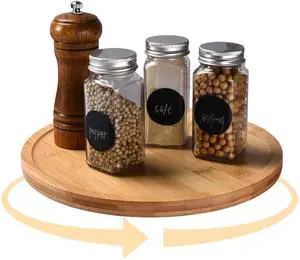 Bamboo Lazy Susan Spinning Organizer Turntable - 10x10-Inch Revolving Condiment and Spice Rack - Multipurpose Rotating Bamboo Wood Organizer for Kitchen Countertop or Bathrooms Bamboo Lazy Susan Spinning Organizer Turntable - 10x10-Inch Revolving Condiment and Spice Rack - Multipurpose Rotating Bamboo Wood Organizer for Kitchen Countertop or Bathrooms