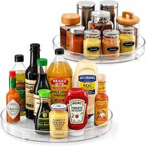 Lazy Susan Organizer for Cabinet, 9 Inch Clear Acrylic Turntable Rotating Spice Rack, Pantry, Fridge & Countertop Organizer, Smooth Spinning, Space-Saving Kitchen Storage (2 Pack) Lazy Susan Organizer for Cabinet, 9 Inch Clear Acrylic Turntable Rotating Spice Rack, Pantry, Fridge & Countertop Organizer, Smooth Spinning, Space-Saving Kitchen Storage (2 Pack)