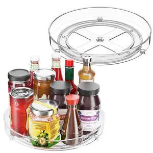 4 Pack Lazy Susan Organizer, 9.5 Inch Lazy Susan Turntable for Cabinet, Refrigerator Organizer for Pantry Organizers and Storage, Non-Skid Fridge Organizer 4 Pack Lazy Susan Organizer, 9.5 Inch Lazy Susan Turntable for Cabinet, Refrigerator Organizer for Pantry Organizers and Storage, Non-Skid Fridge Organizer