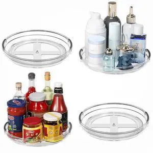 4 Pack Lazy Susan Organizer, 9.25 inch Lazy Susan Turntable for Cabinet Table Top Refrigerator, Rotating Organizers for Pantry Fridge, Clear 4 Pack Lazy Susan Organizer, 9.25 inch Lazy Susan Turntable for Cabinet Table Top Refrigerator, Rotating Organizers for Pantry Fridge, Clear