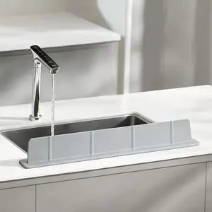 Silicone Sink Splash Guard with Suction Cups, Grey, 20.5"x2.8" Silicone Sink Splash Guard with Suction Cups, Grey, 20.5"x2.8"