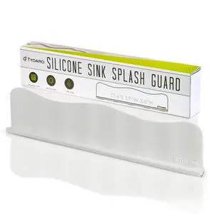 Silicone Sink Splash Guard - Water Splash Guard for Kitchen, Island and Bathroom - Secure Non-Slip Suction Cup Base - Dishwasher Safe, White (17.4 x 1.7 x 3.6") Silicone Sink Splash Guard - Water Splash Guard for Kitchen, Island and Bathroom - Secure Non-Slip Suction Cup Base - Dishwasher Safe, White (17.4 x 1.7 x 3.6")
