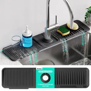24 Inch Longer Faucet Mat for Kitchen Sink, 5° Slope Fast Self-draining, Kitchen Sink Splash Guard Silicone Sink Faucet Mat Splash Guard Kitchen Sink Area Tidy Splash Faucet Guard Draining Mat 24 Inch Longer Faucet Mat for Kitchen Sink, 5° Slope Fast Self-draining, Kitchen Sink Splash Guard Silicone Sink Faucet Mat Splash Guard Kitchen Sink Area Tidy Splash Faucet Guard Draining Mat