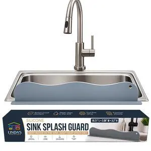 Kitchen Sink Water Splash Guard, Grey - Kitchen Sink Splash Guard, Flexible Silicone Sink Water Guard for Worktops, Island, Bathroom & Utility Sinks, Dishwasher Safe, 19.2 Length Kitchen Sink Water Splash Guard, Grey - Kitchen Sink Splash Guard, Flexible Silicone Sink Water Guard for Worktops, Island, Bathroom & Utility Sinks, Dishwasher Safe, 19.2 Length