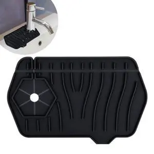 Silicone Sink Splash Guard Kitchen Splash Guard for Sink Splash Prevention Faucet Mat for Kitchen Sink Faucet Guard, Draining Mat Faucet Mat for Kitchen Sink Faucet Splash GuardBlack Silicone Sink Splash Guard Kitchen Splash Guard for Sink Splash Prevention Faucet Mat for Kitchen Sink Faucet Guard, Draining Mat Faucet Mat for Kitchen Sink Faucet Splash GuardBlack