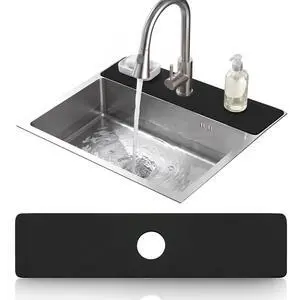 Faucet Mat for Kitchen Sink Cuttable, 24 Inch Long Sink Splash Guard Behind Faucet, Super Absorbent Diatomite Sink Protector Mat, Bathroom Water Splash Guard Fast Dry, Easy to Cut, Black Faucet Mat for Kitchen Sink Cuttable, 24 Inch Long Sink Splash Guard Behind Faucet, Super Absorbent Diatomite Sink Protector Mat, Bathroom Water Splash Guard Fast Dry, Easy to Cut, Black