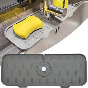 Kitchen Sink Splash Guard Silicone Faucet Mat for Kitchen Sink Grey Kitchen Sink Splash Guard Silicone Faucet Mat for Kitchen Sink Grey