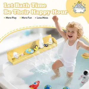 24 Inch Bathtub Splash Guard with 10 Suction Cups, Yellow 24 Inch Bathtub Splash Guard with 10 Suction Cups, Yellow