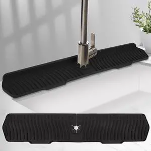 Kitchen Sink Splash Guard 29.7 X 5.7 In, Large Size Kitchen Sink Splash Guard, Silicone Sink Faucet Drying Mat, Faucet Mat Splash Catcher, Multipurpose For Kitchen Sink, Bathroom (Black) Kitchen Sink Splash Guard 29.7 X 5.7 In, Large Size Kitchen Sink Splash Guard, Silicone Sink Faucet Drying Mat, Faucet Mat Splash Catcher, Multipurpose For Kitchen Sink, Bathroom (Black)