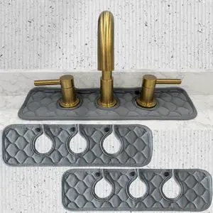 Bathroom Sink Splash Guard 3-Round-Hole : Faucet Mat for Bathroom Sink 3 Holes (Gray & Gray) Bathroom Sink Splash Guard 3-Round-Hole : Faucet Mat for Bathroom Sink 3 Holes (Gray & Gray)