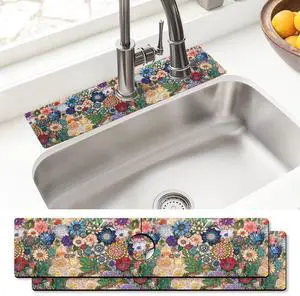 Sink Faucet Absorbing Mat, 2 Pack Drying Mat Around Faucet Sink Splash Guard Behind Faucet Sinkmat For Kitchen Bathroom Island Rv 24 * 5.5 Inch (60 * 14 cm) Sink Faucet Absorbing Mat, 2 Pack Drying Mat Around Faucet Sink Splash Guard Behind Faucet Sinkmat For Kitchen Bathroom Island Rv 24 * 5.5 Inch (60 * 14 cm)