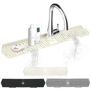 Kitchen Sink Splash Guard Gen2-30" x 6'' Silicone Sink Mat Splash Guard fit for Countertop, Bathroom,Farmhouse,RV (off white) Kitchen Sink Splash Guard Gen2-30" x 6'' Silicone Sink Mat Splash Guard fit for Countertop, Bathroom,Farmhouse,RV (off white)