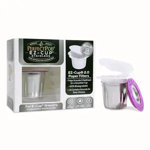 EZ-Cup Stainless Steel Reusable Coffee Pod with 25 Filters EZ-Cup Stainless Steel Reusable Coffee Pod with 25 Filters