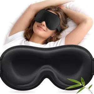 Sleep Mask for Lash Extensions, Bamboo Viscose & 100% Blackout Eye Mask for Sleeping Women Men, Soft 3D Contoured Zero Eye Pressure Blindfold for Travel, Breathable & Adjustable Eye Cover, Black Sleep Mask for Lash Extensions, Bamboo Viscose & 100% Blackout Eye Mask for Sleeping Women Men, Soft 3D Contoured Zero Eye Pressure Blindfold for Travel, Breathable & Adjustable Eye Cover, Black