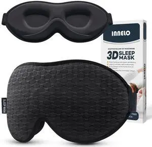 Sleep Mask for Side Sleeper, Eye Mask Sleeping Women Men, 100% Light Blocking 3D Contoured Cup Sleeping Mask Soft No Eye Pressure Cover Blindfold Night Shade for Travel Nap Yoga, Black Sleep Mask for Side Sleeper, Eye Mask Sleeping Women Men, 100% Light Blocking 3D Contoured Cup Sleeping Mask Soft No Eye Pressure Cover Blindfold Night Shade for Travel Nap Yoga, Black