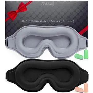 Sleep Mask, 2 Pack 3D Contoured Sleeping Eye Masks for Lash Extensions, Night Molded Covers with Adjustable Strap, Memory Foam Eye Shade for Traveling Yoga Nap(Black & Grey) Sleep Mask, 2 Pack 3D Contoured Sleeping Eye Masks for Lash Extensions, Night Molded Covers with Adjustable Strap, Memory Foam Eye Shade for Traveling Yoga Nap(Black & Grey)