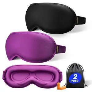 Weighted Eye Mask for Sleeping 2 Pack: Gentle Pressure Blackout Sleep Mask with 3D Contoured Cups, Zero Eye Pressure Sleep Mask for Lash Extensions, Memory Foam Travel Mask, Black Purple Weighted Eye Mask for Sleeping 2 Pack: Gentle Pressure Blackout Sleep Mask with 3D Contoured Cups, Zero Eye Pressure Sleep Mask for Lash Extensions, Memory Foam Travel Mask, Black Purple
