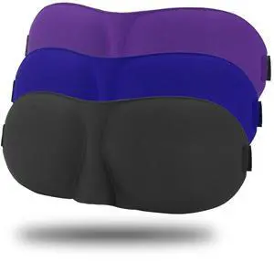 Sleep Mask Pack of 3, 100% Block Out Light, 3D Eye Masks for Sleeping, Night Blindfold for Men Women, Back and Side Sleeper, Ultralight Travel Eye Cover Multi-Colored Sleep Mask Pack of 3, 100% Block Out Light, 3D Eye Masks for Sleeping, Night Blindfold for Men Women, Back and Side Sleeper, Ultralight Travel Eye Cover Multi-Colored