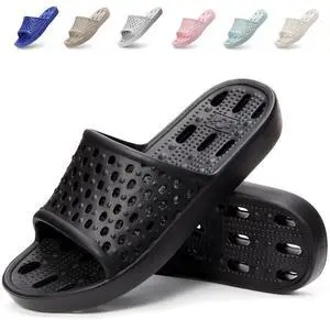 Shower Shoes for Men Women, Non Slip Quick Dry Shower Sandals with Drain Holes, Lightweight EVA Shower Slippers for Gym, College Dorm, Pool, Locker Room Black EU44-45 Shower Shoes for Men Women, Non Slip Quick Dry Shower Sandals with Drain Holes, Lightweight EVA Shower Slippers for Gym, College Dorm, Pool, Locker Room Black EU44-45