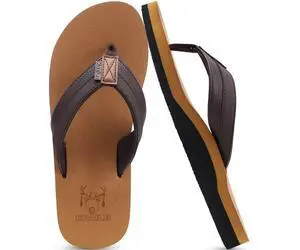 Mens Leather Flip Flops with Comfortable Arch Support Summer Beach Mens Leather Flip Flops with Comfortable Arch Support Summer Beach