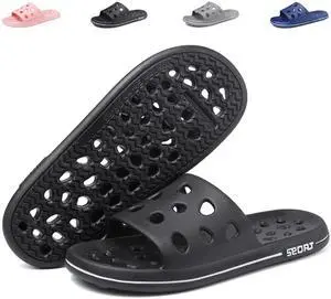 Shower Shoes for Women Men, Quick Drying Shower Sandals with Drain Holes Non-Slip Pool Slides Comfortable Lightweight House Slippers-Black Shower Shoes for Women Men, Quick Drying Shower Sandals with Drain Holes Non-Slip Pool Slides Comfortable Lightweight House Slippers-Black
