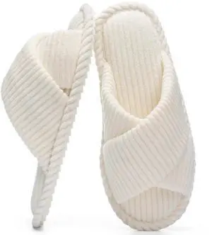 House Slippers for Women Fuzzy Womens Slippers Indoor Outdoor Open Toe With Cross Band Corduroy Memory Foam Warm Gifts for Woman Size 7 8.5 Beige House Slippers for Women Fuzzy Womens Slippers Indoor Outdoor Open Toe With Cross Band Corduroy Memory Foam Warm Gifts for Woman Size 7 8.5 Beige