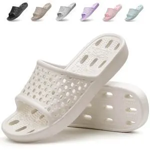 Shower Shoes for Men Women, Non Slip Quick Dry Shower Sandals with Drain Holes, Lightweight EVA Shower Slippers for Gym, College Dorm, Pool, Locker Room White EU40-41 Shower Shoes for Men Women, Non Slip Quick Dry Shower Sandals with Drain Holes, Lightweight EVA Shower Slippers for Gym, College Dorm, Pool, Locker Room White EU40-41
