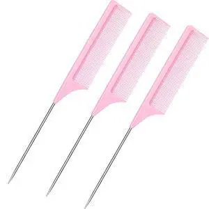 3 Packs 9 Inch Rat Tail Comb Carbon Fiber Heat Resistant Teasing Comb with Metal Pick Styling Parting Lightweight Sectioning Fine Tooth Combs for Women Girls 3 Packs 9 Inch Rat Tail Comb Carbon Fiber Heat Resistant Teasing Comb with Metal Pick Styling Parting Lightweight Sectioning Fine Tooth Combs for Women Girls