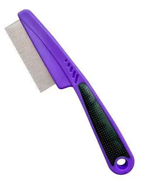 Flea Comb with Rubber Handle, Flea and Tick Combs for Dogs & Cats, Fine Tooth Dog Comb for Grooming (Purple) Flea Comb with Rubber Handle, Flea and Tick Combs for Dogs & Cats, Fine Tooth Dog Comb for Grooming (Purple)