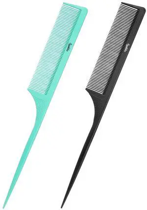 2Pcs Rat Tail Comb Parting Combs for Women, Fine Tooth Parting Tip Carbon Fiber Root Teasing Anti Static Hair Comb for Styling (Green,Black) 2Pcs Rat Tail Comb Parting Combs for Women, Fine Tooth Parting Tip Carbon Fiber Root Teasing Anti Static Hair Comb for Styling (Green,Black)