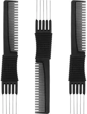 3 Pack Carbon Lift Teasing Combs with Metal Prong, Hair Pick Comb for Women Hair Styling(Black) 3 Pack Carbon Lift Teasing Combs with Metal Prong, Hair Pick Comb for Women Hair Styling(Black)
