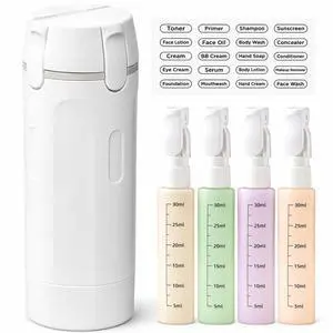 4-in-1 Travel Dispenser Bottles, 4-Pack 1 oz Refillable Toiletry Set 4-in-1 Travel Dispenser Bottles, 4-Pack 1 oz Refillable Toiletry Set