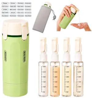 4 in 1 Travel Dispenser, Leak-Proof Travel Bottles with Storage Bag, 4 Refillable 30ml (1oz) Travel Containers for Toiletries, Portable Green Set for Shampoo, Body Wash, Lotion 4 in 1 Travel Dispenser, Leak-Proof Travel Bottles with Storage Bag, 4 Refillable 30ml (1oz) Travel Containers for Toiletries, Portable Green Set for Shampoo, Body Wash, Lotion