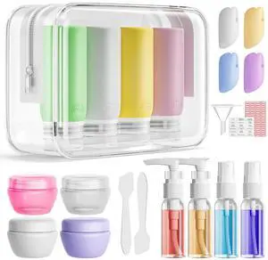 21 Pack Leak Proof Silicone Travel Bottles Set, TSA Approved Containers for Toiletries, Travel Size Accessories and Shampoo Conditioner Bottles with Toiletry Bag (BPA Free) 21 Pack Leak Proof Silicone Travel Bottles Set, TSA Approved Containers for Toiletries, Travel Size Accessories and Shampoo Conditioner Bottles with Toiletry Bag (BPA Free)