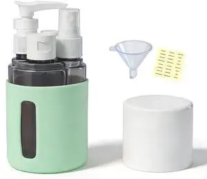 4-in-1 Round Refillable Cosmetic Container Kit, Leak Proof Portable Travel Toiletry Bottles, TSA Approved Travel bottles, Empty Jars for Cosmetics Lotion Shampoo (Green) 4-in-1 Round Refillable Cosmetic Container Kit, Leak Proof Portable Travel Toiletry Bottles, TSA Approved Travel bottles, Empty Jars for Cosmetics Lotion Shampoo (Green)