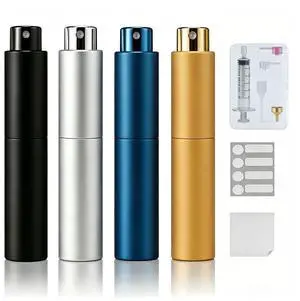 10ml Travel Perfume Bottle Refillable, Cologne Travel Bottle, Empty Atomizer Spray Dispenser, Portable Sprayer Travel Essentials for Men and Women (Black, silver, blue, gold) 10ml Travel Perfume Bottle Refillable, Cologne Travel Bottle, Empty Atomizer Spray Dispenser, Portable Sprayer Travel Essentials for Men and Women (Black, silver, blue, gold)