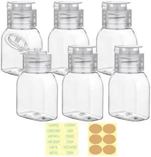 Travel Bottles for Toiletries 6 Pack 2oz/60ml Leak Proof Travel Size Toiletries TSA Approved Squeeze Bottles with Flip Cap Wide Mouth Containers for Shampoo Conditioner Body Wash(Clear) Travel Bottles for Toiletries 6 Pack 2oz/60ml Leak Proof Travel Size Toiletries TSA Approved Squeeze Bottles with Flip Cap Wide Mouth Containers for Shampoo Conditioner Body Wash(Clear)
